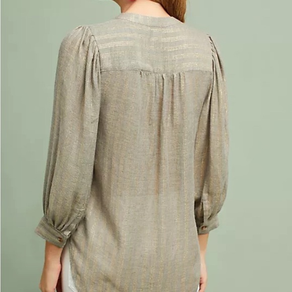 Anthropologie akemi + kin Itzel metallic button down size M VGUC - Picture 3 of 10